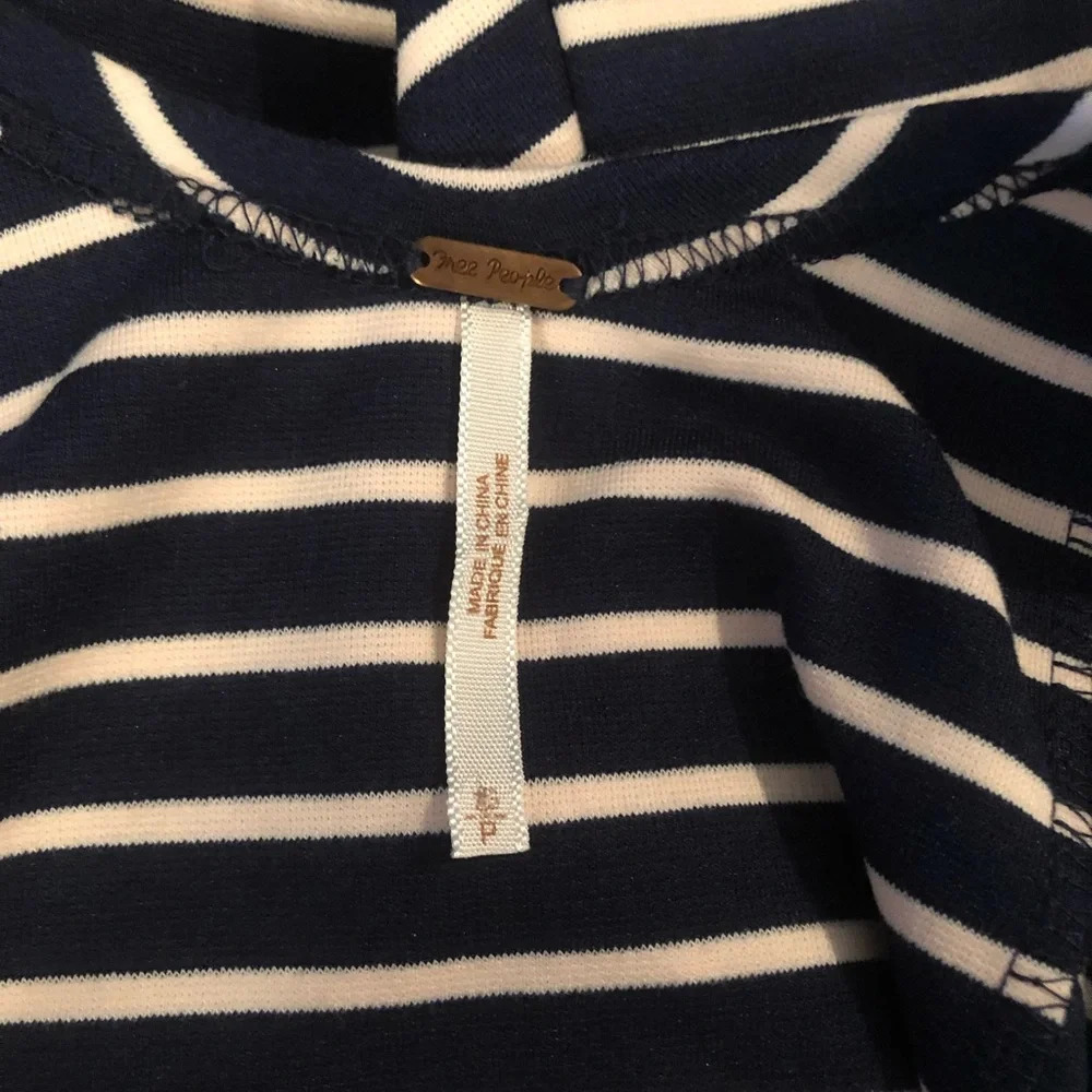 Free People Navy & Pale Pink Striped Fit & Flare - Picture 7 of 9